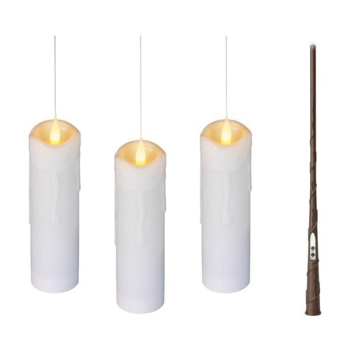 CANDELE FLUTTUANTI 3 LED CON BACCHETTA MAGICA H.19